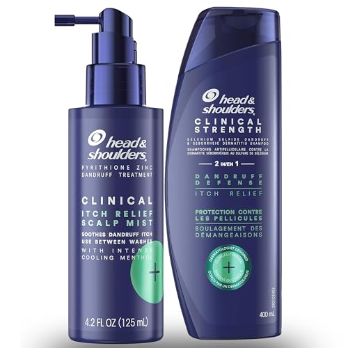 Head & Shoulders Dry Scalp and Dandruff Treatment Kit, Clinical Strength Shampoo and Conditioner Plus Clinical Itch Relief Mist with Menthol, for Scalp Relief Between Washes, 13.5 oz and 4.2 oz