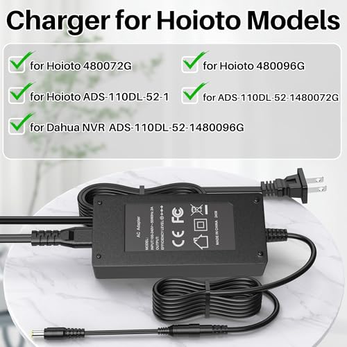 48V Power Supply Compatible with Hoioto ADS-110DL-52-1 480072G 4800948G ADS-110DL-52-1480072G ADS-110DL-52-14800948G 48.0V 2A Power Cord DC Charger US Plug Cable