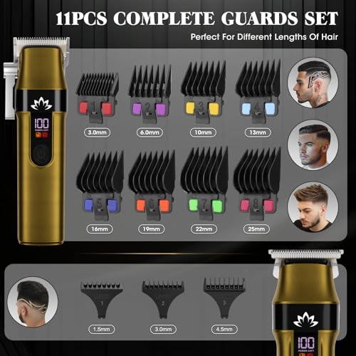 Lanumi Professional Hair Clippers for Men Cordless Cutting T-Blade Trimmer Kit Barber Clipper Trimmer Set with Travel Case Cordless USB Rechargeable Hair Cutting Kit
