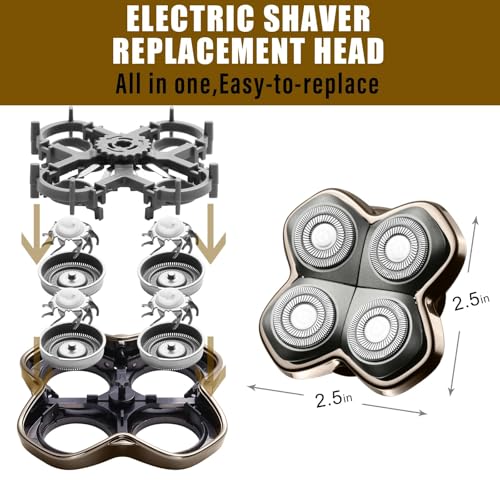 Shaver PRO 4 Head Replacement Blades - Compatible with Skull Shaver Pitbull, Butterfly Kiss Pro & Palm Shaver - Electric Shaver & Head Shaver Blade for Bald Head Shavers for Men/Women£¨4 Packs£©
