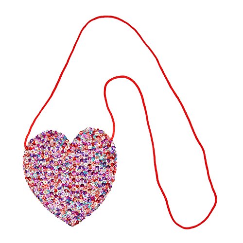 SHU-SHI Girls Toddler Sequin Purse Heart Shaped Small Bag Crossbody Long Strap