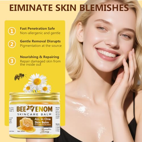 Bee Venom Cream, Natural Bee Venom Skin Treatment Cream-for Removing and Repair, Effective In Reducing Skin Blemishes, Gentle and Non-irritating(Yellow)