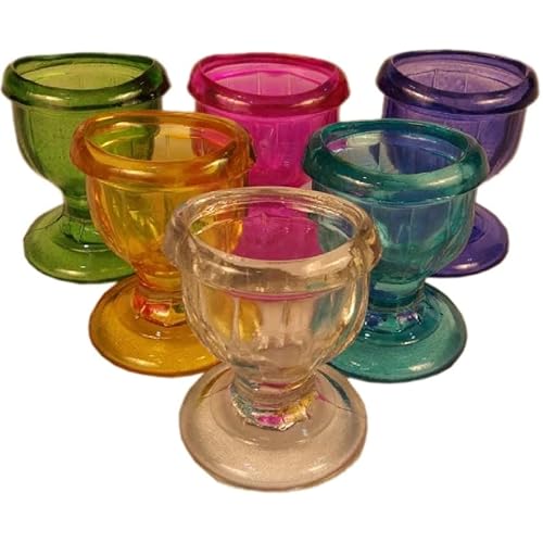 Glass Eye Wash Cup with Engineering Design to Fit Eyes for Effective Eye Cleansing - Eye Shaped Rim, Snug Fit Set of 6 Mix Colour