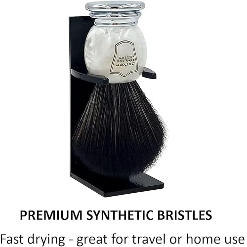 Parker Ultra Soft Synthetic Shaving Brush with Marbled Handle & Stand ? 22mm Knot, Vegan, Fast-Drying, Cruelty-Free, Barbershop Quality, Gentle on Sensitive Skin, Builds Rich Cream & Soap Lather