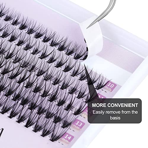 KISSXIAOYA Cluster Eyelashes Extensions, 240pcs 40D 0.07D Curl Soft Individual Lashes Natural False Eyelashes Cluster DIY Eyelash Extension (240pcs, 15mm)