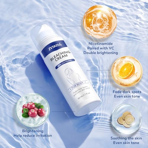 Skin Bleaching Cream - for Intimate Areas & Body, Vitamin C Dark Spot Remover for Underarms, Knees, Elbows, Inner Thighs, Bikini Line, Sensitive Skin care Cream- 1.7fl oz