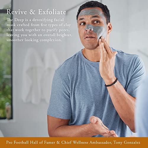 Caldera + Lab The Deep | Men's Organic Hydrating Clay Face Mask for Dry, Sensitive, & Normal Skin ? Vegan, Natural & Antioxidant Packed Exfoliating Skincare Facial Treatment