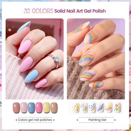 JODSONE 32 Colors Gel Painting Gel Kit Solid Gel Nail Polish Painting Paint Nail for Nails Art Set Professional Salon DIY Gift
