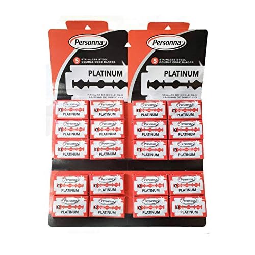 Personna Platinum Red Chrome Double Edge Stainless Steel 100 Blades 20BX