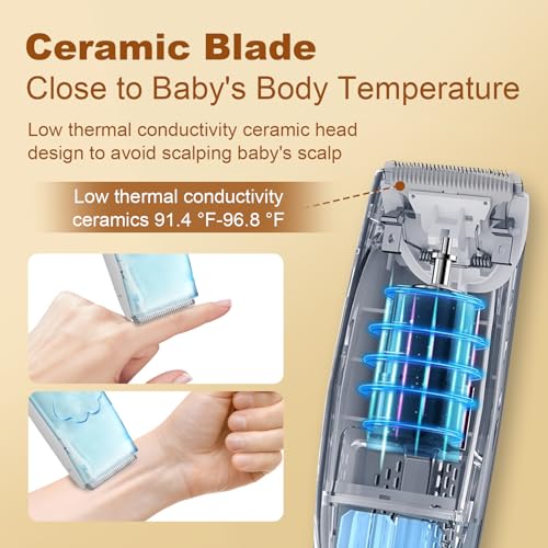 Vacuum Baby Hair Clippers,Silent Clippers for Kids,Cordless Baby Hair Trimmer,Waterproof Baby Hair Cutting Kit for Fine/Curly Hair,Infant Toddler Hair Clippers Auto Suck Snipped Hair