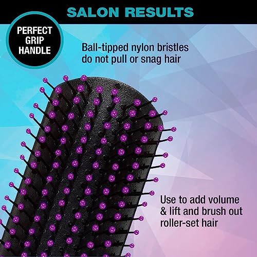 Conair Salon Results Velvet Touch Hairbrush for Thick Hair, Detangler with Nylon Bristles, 1 Count