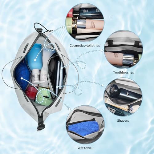 Waterproof Toiletry Bag for Travel, Zipper Styles, 40D Nylon Toiletry Organizer Bags with Shoulder Straps for Men Women, Travel Accessories£¨2 PACK,Grey