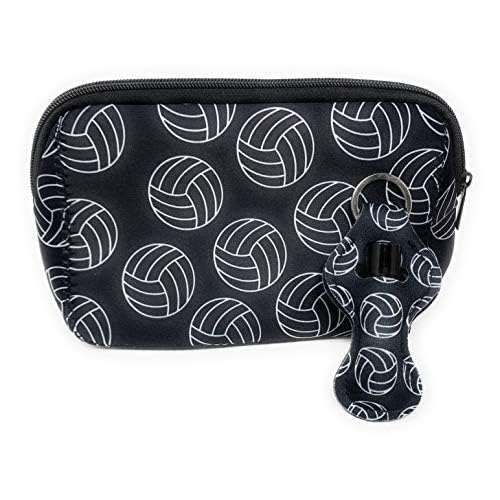Volleyball Makeup Cosmetic Bag for Teen Girls, Volley Ball Gift Female Player, Zippered Travel Pouch