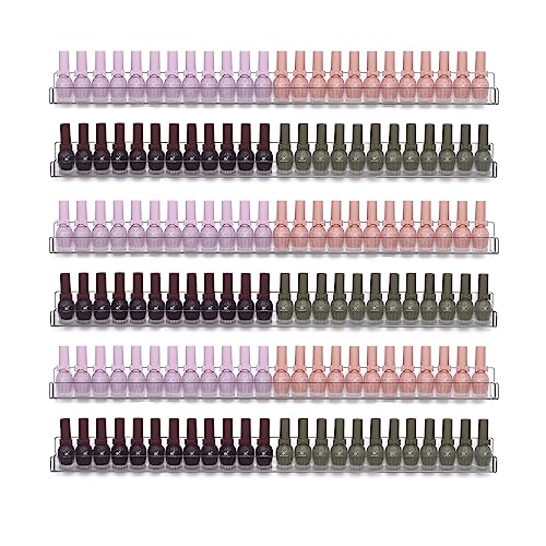 6Pcs/Set 24 Inch Nail Polish Rack Wall Mounted, Lipstick Essential Oil Bottle Clear Holder Organizer, Big Display Stand Wall Shelf for Bottle Cup Make-ups
