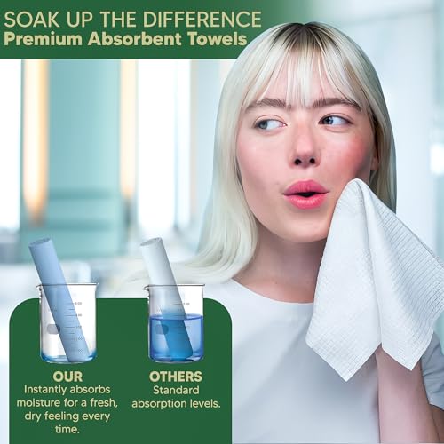 B-Clean Premium Facial Towels - Extra Soft, Tear -Resistant, Lint Free, Disposable, Vegan, Fragrance-Free Hygienic Skincare Towels for Daily Cleansing and Makeup Remover Dry Wipes (50 Count Pack of 4)