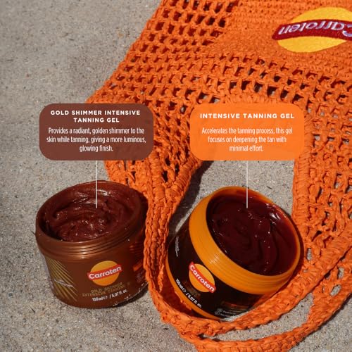 Carroten Intensive Tanning Gel | Browning Tan Accelerator | Non-Greasy, Water-Resistant with Carrot and Coconut Oil | Vitamin A & E For Moisture & Hydration | 5 Fl Oz (Pack of 2)