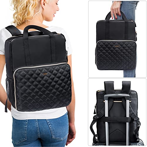Nail Polish Organizer Backpack Holds 84-93 Bottles and a Nail Lamp, Nail Tech Storage Case Large Nail Polish Bag with 3 Removable Boxes and Tools Organizer Sections(Black)