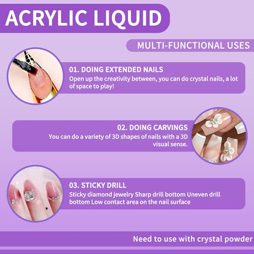 Monomer Acrylic Nail Liquid,Nail Acrylic Liquid 500ml/17fl.oz,Acrylic Liquid for Nails,Acrylic Liquid Monomer,Acrylic Liquid for Acrylic Powder Nails Extension for Nail Art