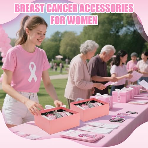 200 Pack Breast Cancer Awareness Accessories Bulk Nail Files Items, Pink Ribbon Emery Board Gifts for Breast Cancer Survivor Women Party Favors Giveaways