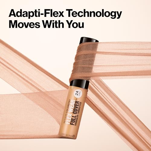 Revlon ColorStay Flex Wear, Full Cover Non-Creasing Concealer, Infused with Hyaluronic Acid & Vitamin E, Flexible Longwear, 076 Caramel, 0.34 Fl Oz (Pack of 2)