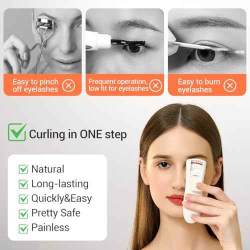TOUCHBeauty Heated Eyelash Curler,Rechargeable Electric Eyelash Curler with LED Display,3-Level Adjustable Temperature,Rechargeable Natural Curling 24H Long Lasting for Women AG-2316