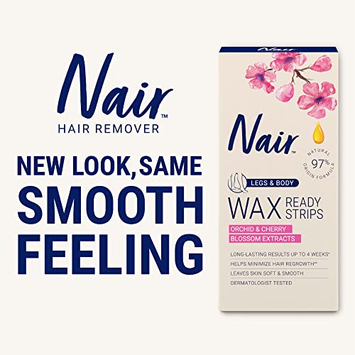 Nair Hair Remover Wax Ready Strips for Legs & Body, No Mess Waxing Kit for Hair Removal, 6-pack Wax Strips, 40ct Each Wax Kit