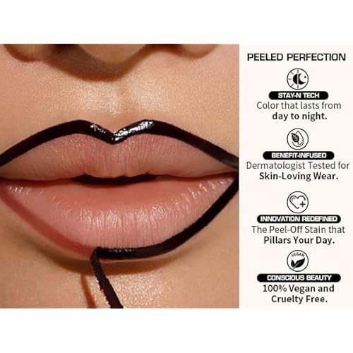 Peel Off Lip Stain Lip Liner ? Waterproof Tattoo Lip Tint, Long Lasting Smudge-Proof Transfer-Proof, Highly Pigmented Precision Lip Liner for Full Lips(01 Strawverry Kiss)