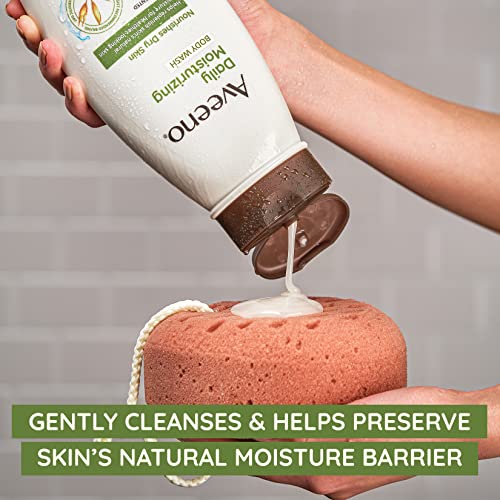 Aveeno Daily Moisturizing Body Wash with Soothing Oat, Creamy Shower Gel, Soap-Free and Dye-Free, Light Fragrance, 12 fl. oz (Pack of 4)