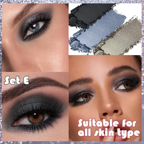 12 Colors Cool Tone Smoky Eyeshadow Palette with Mirror & Brush, Matte & Shimmer Beige Grey Black Dark Eye Makeup Palette for Women Longwear, Highly Pigmented Blendable Shades for Dramatic Smoky Looks