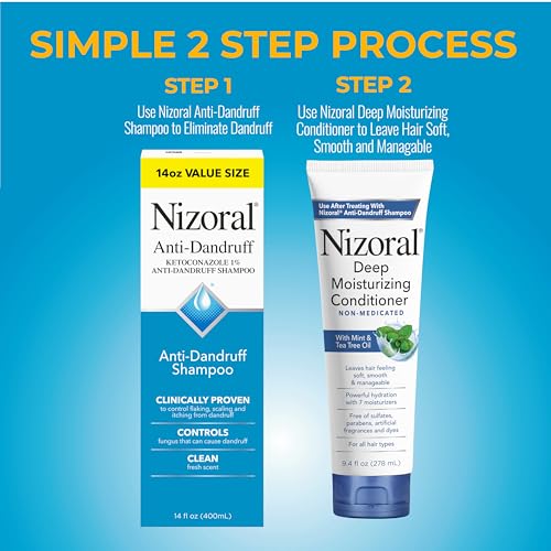 Nizoral Anti-Dandruff Shampoo, 14 Oz + Deep Moisturizing Conditioner, 9.4 Oz Bundle