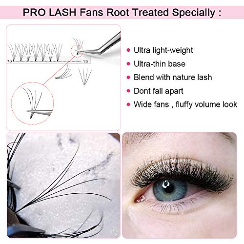Premade Fans Eyelash Extensions 4D-C-0.10-9-15 Short Stem Premade Volume Eyelash Extensions 3D 5D 7D Volume Lash Extensions .07 .10 Pre made Lash Fans C D Curl 9-15 MIX(4D-C-0.10,9-15mix)