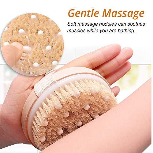 Premium Dry Brushing Body Brush Set for Lymphatic Drainage and Cellulite Treatment, Body Brush for Wet or Dry Brushing,Boar Bristle Body Brush, Long Handle Body Brush, Face Cleansing Brush,6 Pack
