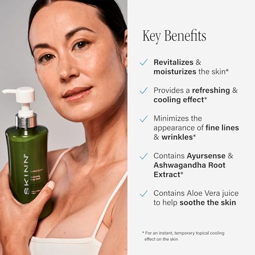 SKINN Natural Body Lotion, Ayurvedic Body Blend - Divine Elixir Revitalizing Natural Lotion for Dry Skin - Soothing, Cooling, & Moisturizing Ashwagandha Body Lotion for Wrinkles & Stretch Marks