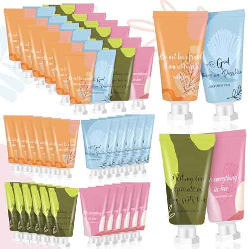 72 Pcs Christian Hand Lotion Bulk Gifts for Women Bible Verse Mini Travel Hand Cream Religious Thanksgiving Christmas Gift for Church Members Prayers Teachers Coworkers Homeless