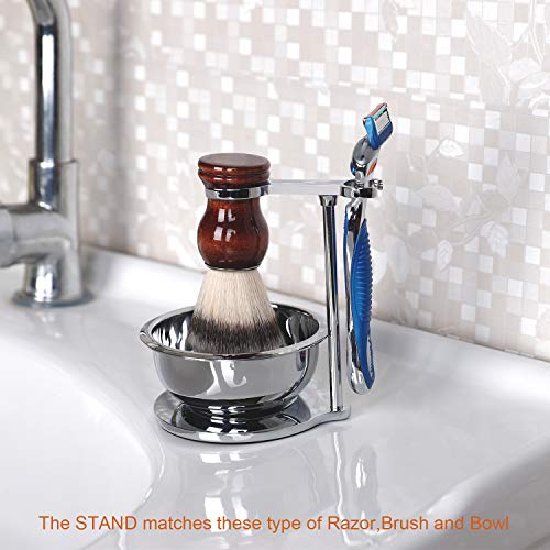 Deluxe Shaving Razor & Brush Stand with Double Layer Stainless Steel Soap Bowl Set,Compatible with Cartridge Razor,Gillette Razor,Safety Razor,Badger Shaving Brush,Gifts for Him
