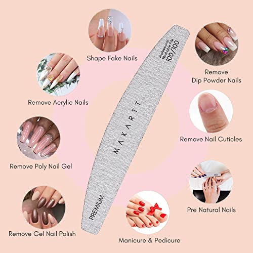 Makartt Nail File Zebra Nail Files 100 100 Grit Bundle with Nail Drill Bits Set, 10Pcs Tungsten Carbide Nail Drill Bits