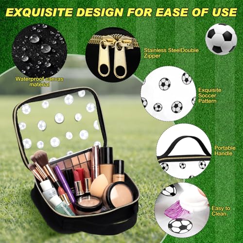 Hillban 6 Pack Soccer Gifts Clear Makeup Bag with Handle Travel Toiletry Bag for Women Sport Goodie Cosmetic Organizer Zipper Pouch for Soccer Party Favors Supplies