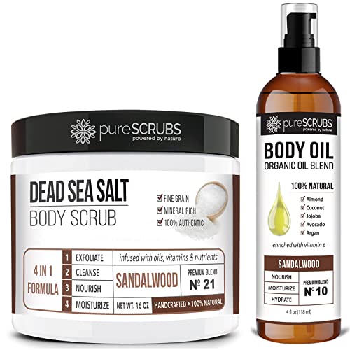 pureSCRUBS Sandalwood Body Scrub + Sandalwood Body Oil Bundle