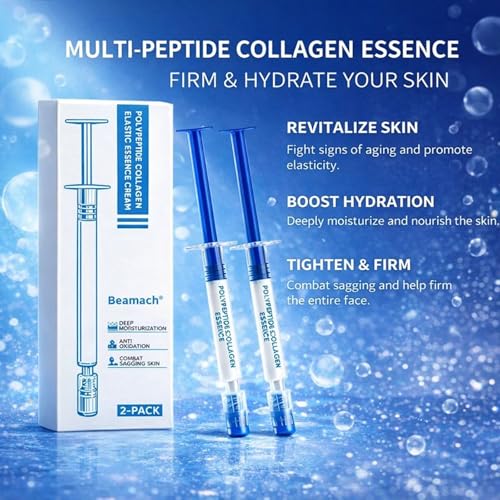 WEERSHUN Polypeptide Collagen Elastic Essence Cream, Micro-Molecular Collagen Moisturizing Lotion, Firming & Elasticity Support, Anti-Wrinkle Daily Skincare (4 Pcs)