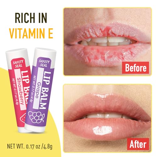 128 Pack Lip Balm, Natural Lip Balm Bulk with Vitamin E and Coconut Oil, Moisturizing Lip Balms for Dry Cracked Lips, Lip Balms for Valentines Gifts Stocking Stuffers - 8 Flavors