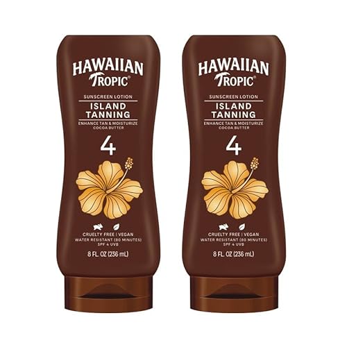 Hawaiian Tropic Island Tanning SPF 4 & Sheer Touch Ultra Radiance SPF 15 Sunscreen Lotions, 8oz Twin Pack