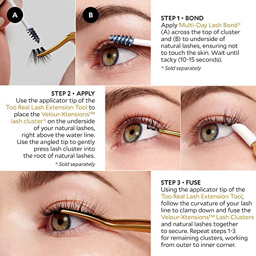 Velour Too Real Xtension Lash Applicator | Gold Stainless Steel | Double Ended Lash Tool for Easy False Eyelash Application