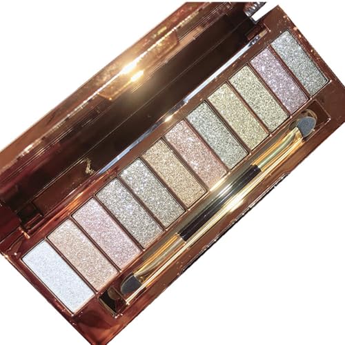 Glitter Eyeshadow Palette,12-Color Shimmer Eyeshadow Makeup Set with Highly Pigmented, Waterproof & Long-Lasting Metallic Sparkle (12-color)