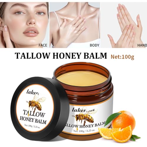 Beef Tallow and Honey Balm - Tallow Honey Skin Balm - Skin Moisturizer for Face & Body (01, Citrus)