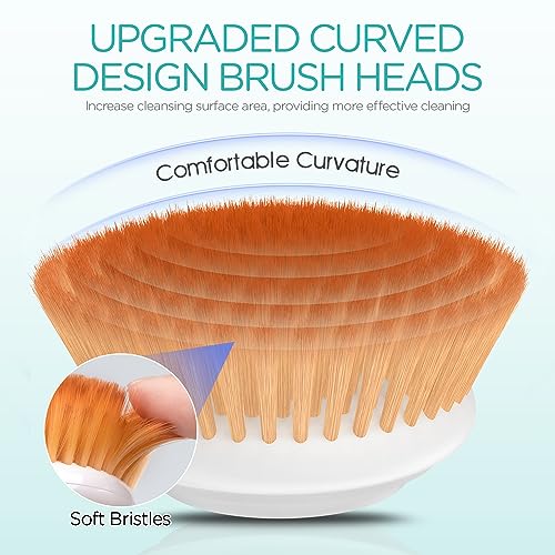 Facial Cleansing Brush-Spin Face Scrubber Exfoliator Rechargeable, 2-Speed Rotation, Electric Face Wash Brushes for Cleansing and Exfoliating, with 2 Brush Heads, Grey