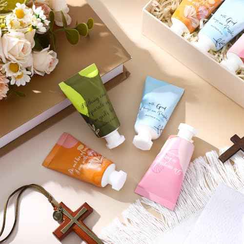 72 Pcs Christian Hand Lotion Bulk Gifts for Women Bible Verse Mini Travel Hand Cream Religious Thanksgiving Christmas Gift for Church Members Prayers Teachers Coworkers Homeless