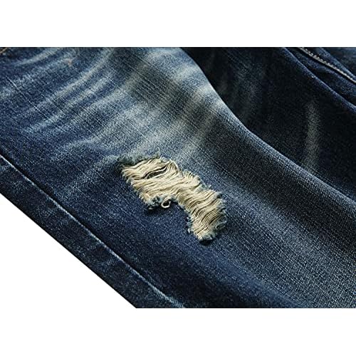 Men's Ripped Jeans,Slim Fit Distressed Straight Leg Fashion Denim Pants
