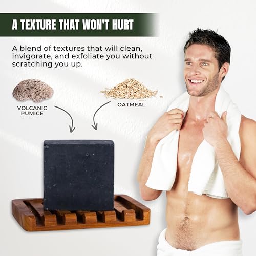 The Black Stuff All Natural Bar Soap for Men Handmade Cold Process Soaps with Organic Ingredients and Essential Oils - Mens Soap for Daily Use, Atlantic Pine Tar (5 Packs)