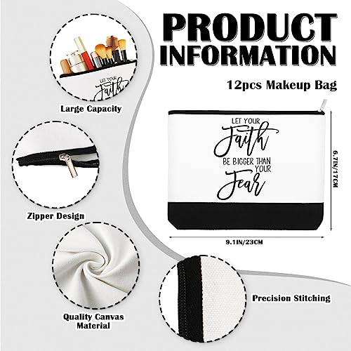 Sanwuta 30pcs International Women's Day Gifts for Women Inspirational Makeup Bags with Zipper Thank You Cosmetic Bags Gift for Coworkers Employee Volunteer (Classic)