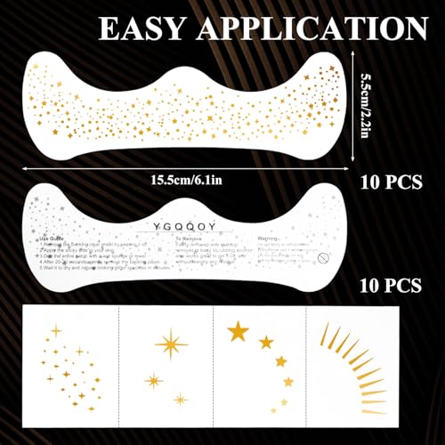 20PCS Glitter Freckles Face Tattoos Sparkle Freckle Makeup Patches Gold Temporary Face Tattoos Long Lasting Glitter Freckles for Women